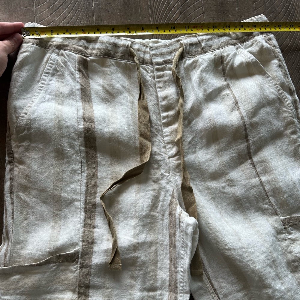 NWOT Free People Glory Days Striped 100% Linen Pants Frayed Hem size Small - Picture 12 of 16